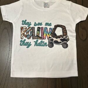 White Graphic Tee with Colorful Print NWT 2t